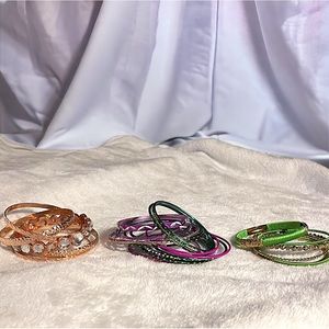 3 Sets of Multicolored Bangle Bracelets